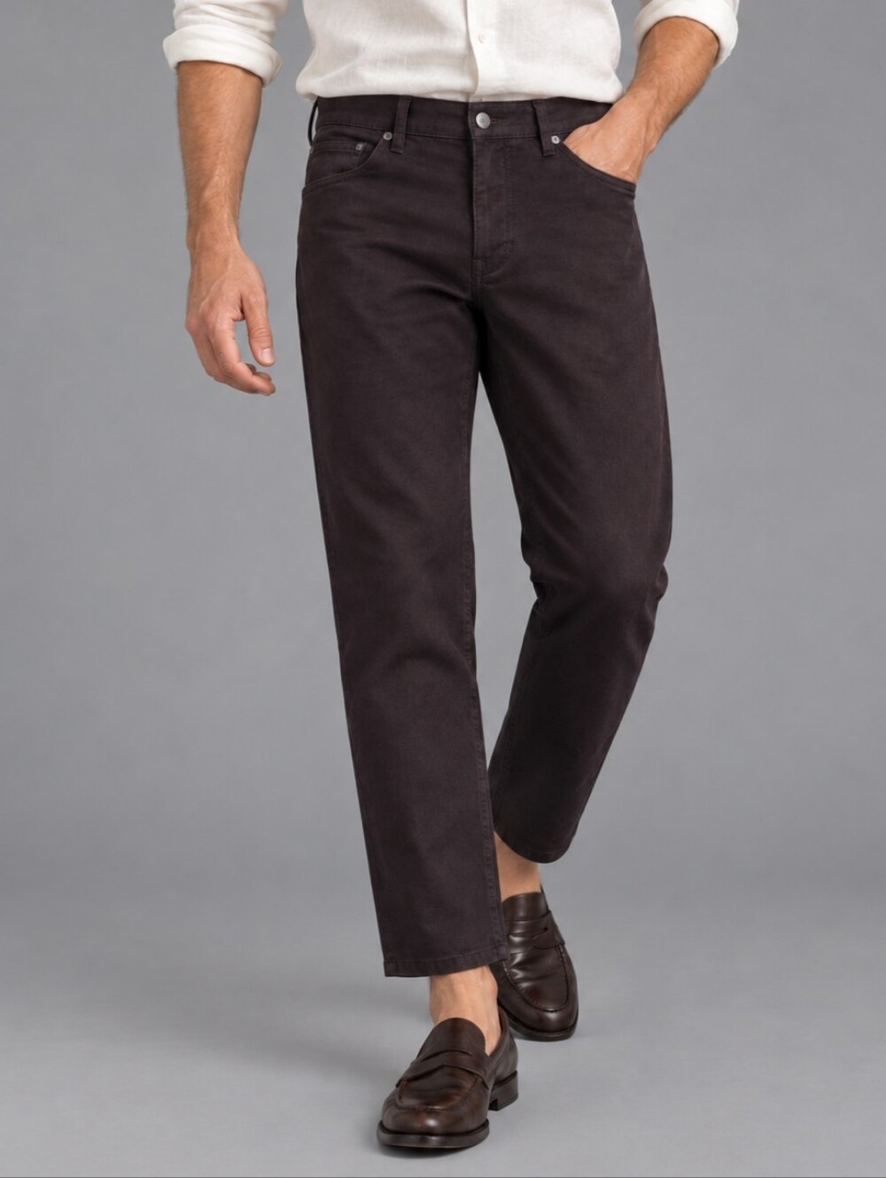 Ermenegildo Zegna Brown Premium Cotton Stretch Trousers Mens Size 34